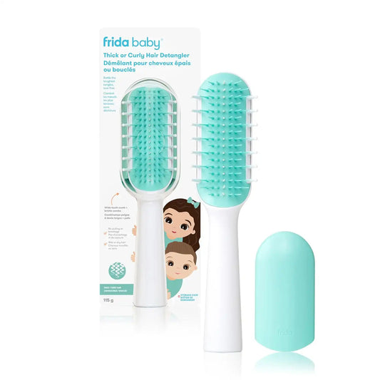 Frida Baby Detangling Hairbrush for Thick/Curly Hair,Toddler Hairbrush,Detangler Brush for Kids,Wide-Tooth Comb & Bristle Combo,Loosens Knots Without Tears or Breakage,Wet/Dry Use,Teal,(Pack of 12)