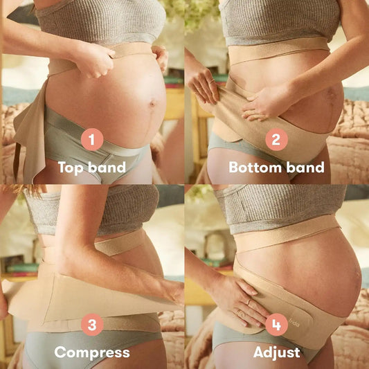 Frida Dual Support Pregnancy Belly Band, L/XL, Maternity Band, Clay