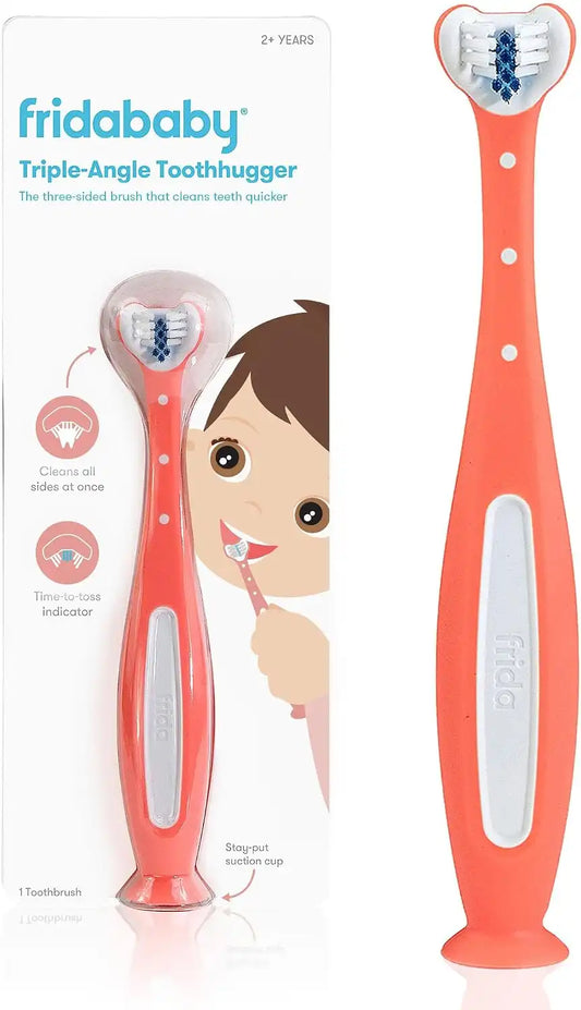 Frida Baby Triple-Angle Toothhugger Toddler Toothbrush, 2 Years & Up, Pink