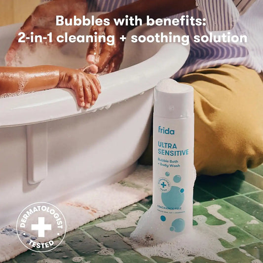 Frida Baby Unscented Fragrance-Free Bubble Bath + Body Wash, Safe for Skin, 10 Fl Oz (Pack of 12)
