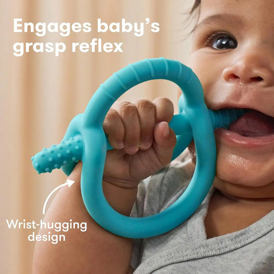 Frida Baby Get-A-Grip Silicone Baby Teether for Teething Relief, Deep Blue