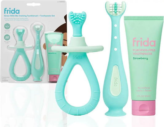 Frida Grow-with-Me Training Toothbrush + Toothpaste Set, 6+ Months