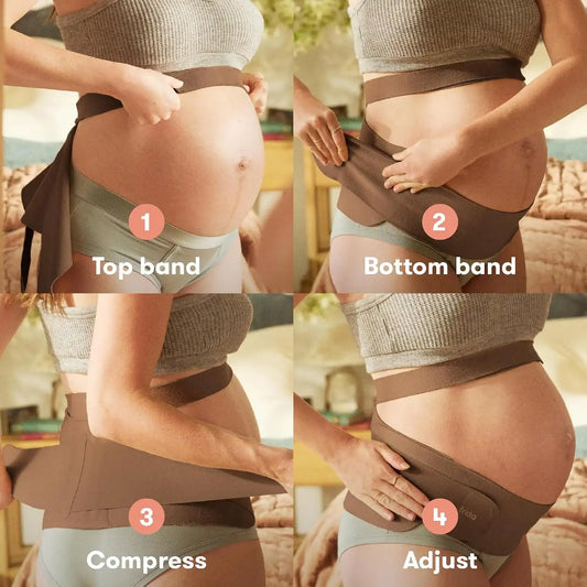 Frida Mom Dual Support Pregnancy Belly Band, Support Baby Bump, Cocoa, L/XL