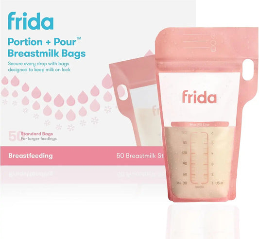 FridaMom Breastmilk Storage Bags, 50ct Standard, 6oz Bag, BPA Free, 6oz Bag