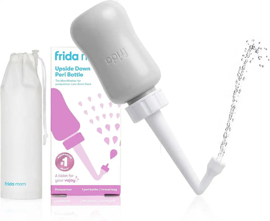 Frida Upside Down Peri Bottle Sprayer for Postpartum Care w/ Bag, Gray