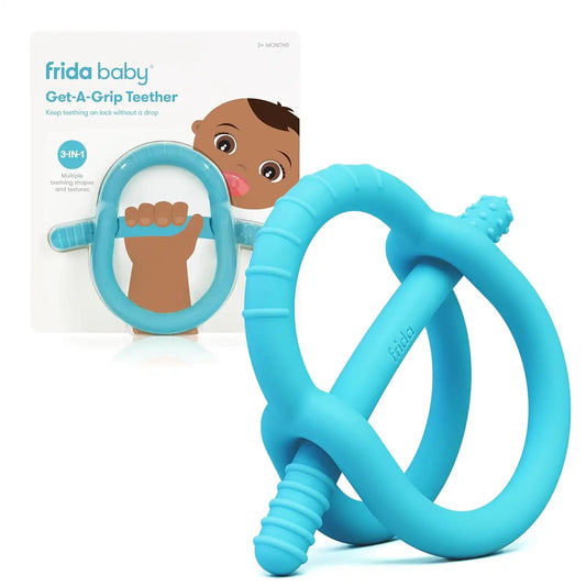 Frida Baby Get-A-Grip Silicone Baby Teether for Teething Relief, Deep Blue