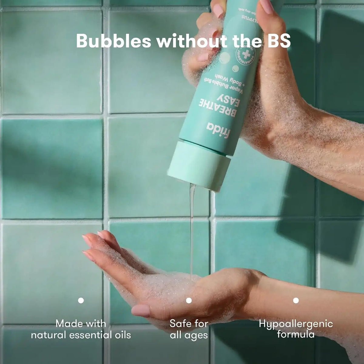 Frida Eucalyptus Vapor Bubble Bath + Body Wash, Safe for Skin, 10oz