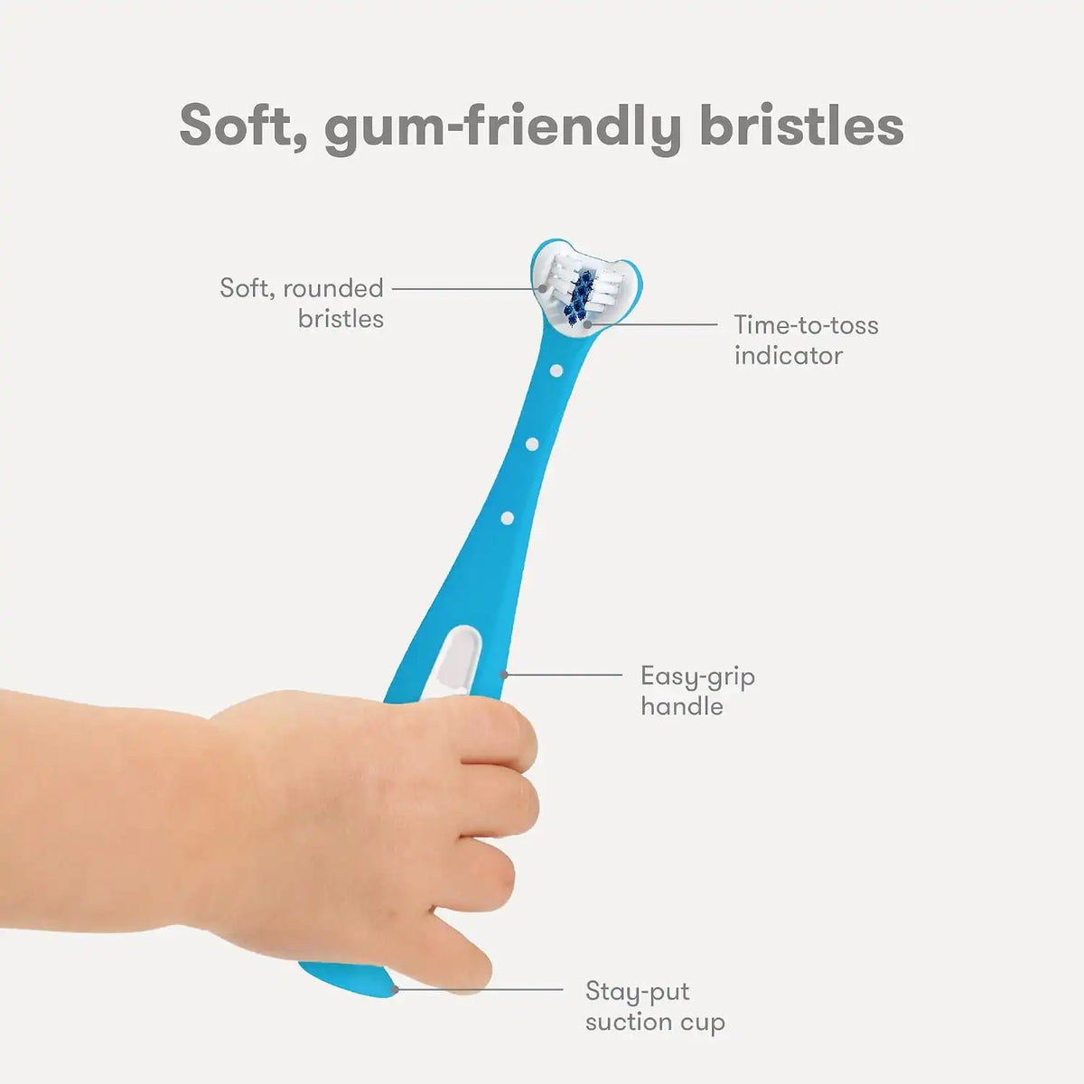 Frida Baby Triple-Angle Toothhugger Toddler Toothbrush, 2 Years & Up, Blue