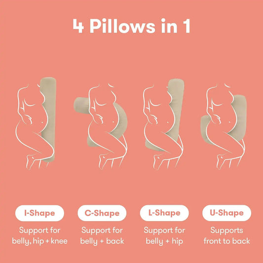 Frida Mom Compact Support 4-in-1 Cooling Pregnancy Pillow, Space-Saving