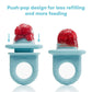 Frida Push Pop Feeder, Baby Fruit Feeder, 3 Count, Blue, 3 Count, Blue