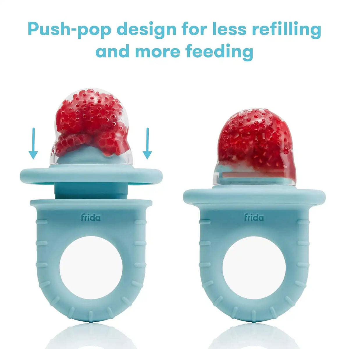 Frida Push Pop Feeder, Baby Fruit Feeder, 3 Count, Blue, 3 Count, Blue