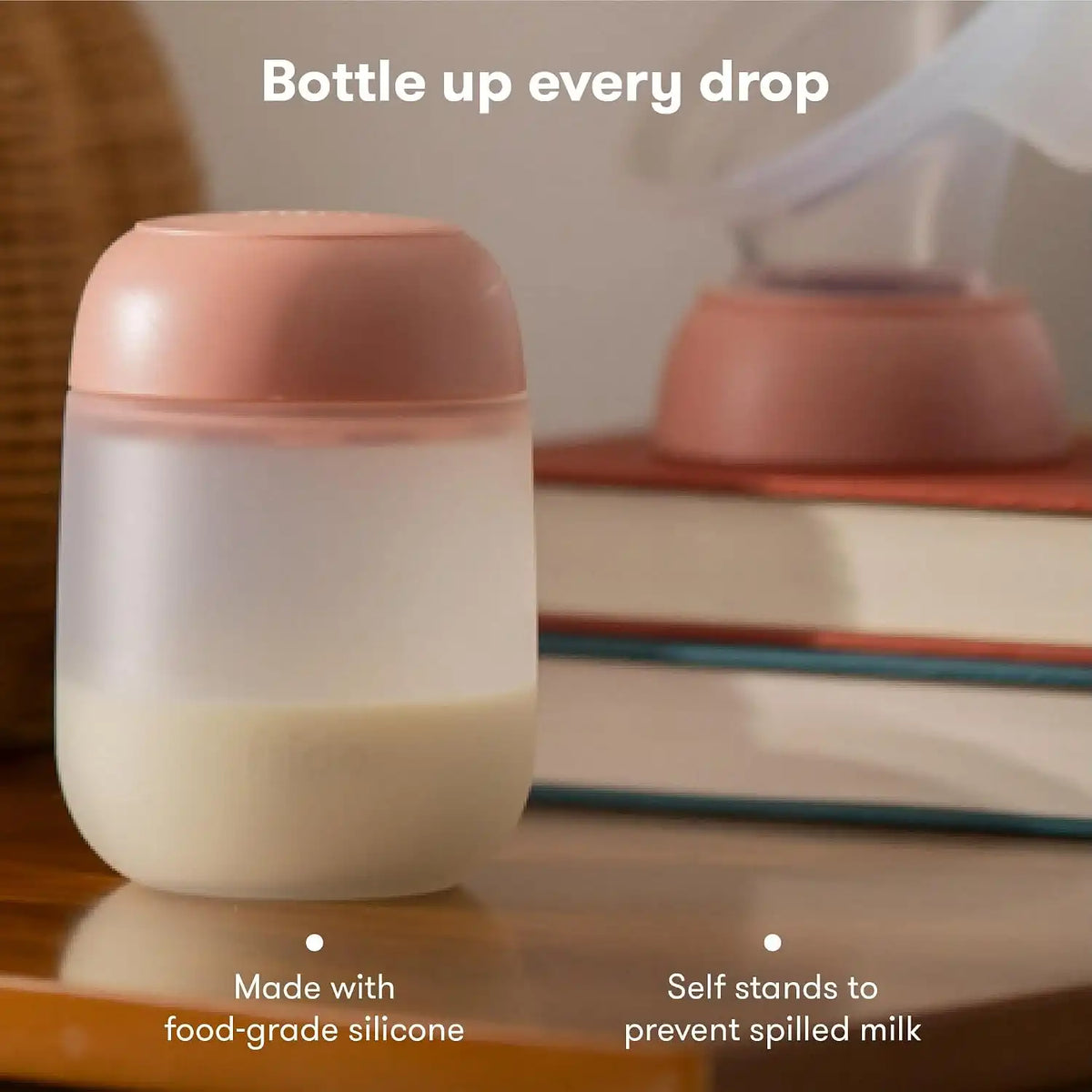 Frida Mom 2-in-1 Manual Breast Pump Silicone Bottle, Milk Collector, 5oz