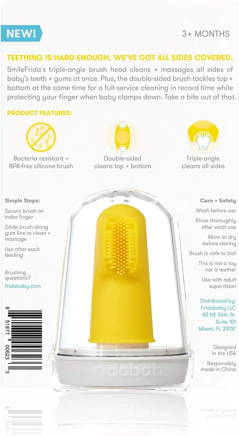 Frida Baby First Finger Toothbrush with Storage Case, Quick Clean, 1pk