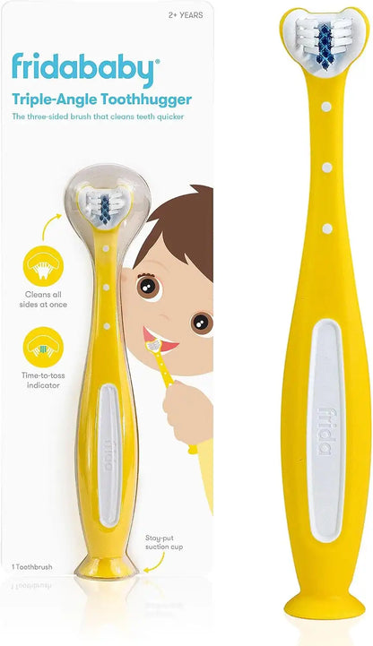 Frida Baby Triple-Angle Toothhugger Toddler Toothbrush, Soft, Yellow