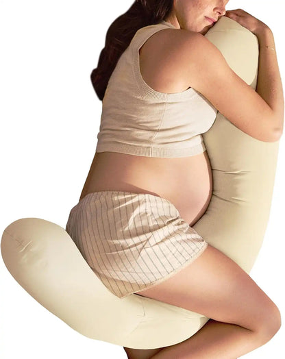 Frida Mom Compact Support 4-in-1 Cooling Pregnancy Pillow, Full Body, Ivory