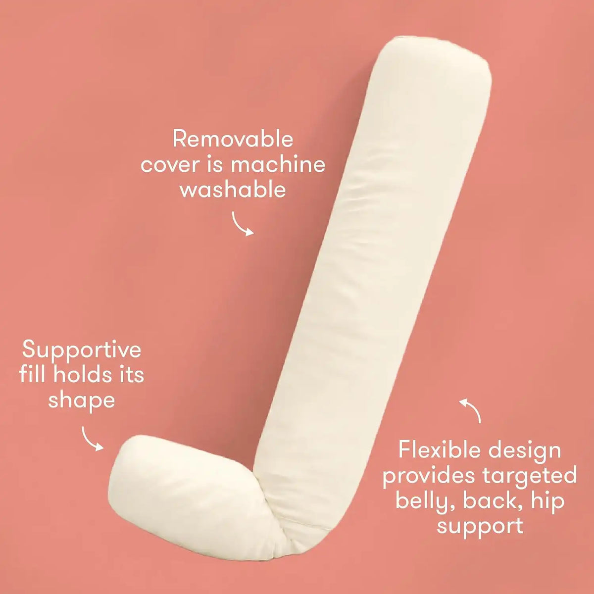 Frida Mom Compact Support 4-in-1 Cooling Pregnancy Pillow, Full Body, Ivory