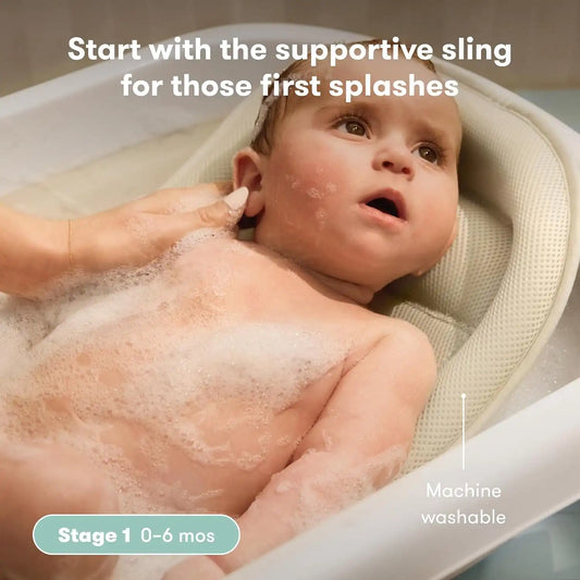 Frida 2-in-1 Collapsible Baby Bath Tub, Removable Support Sling, 0-24 Months