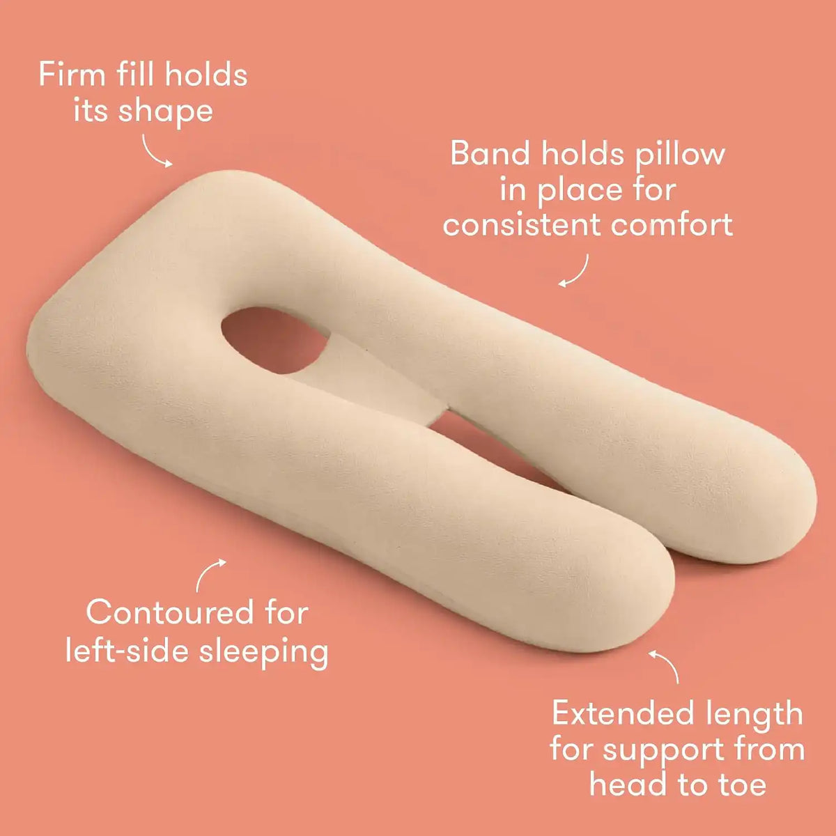Frida Full Body Support Cooling Pregnancy Pillow, Storage Bag, Taupe