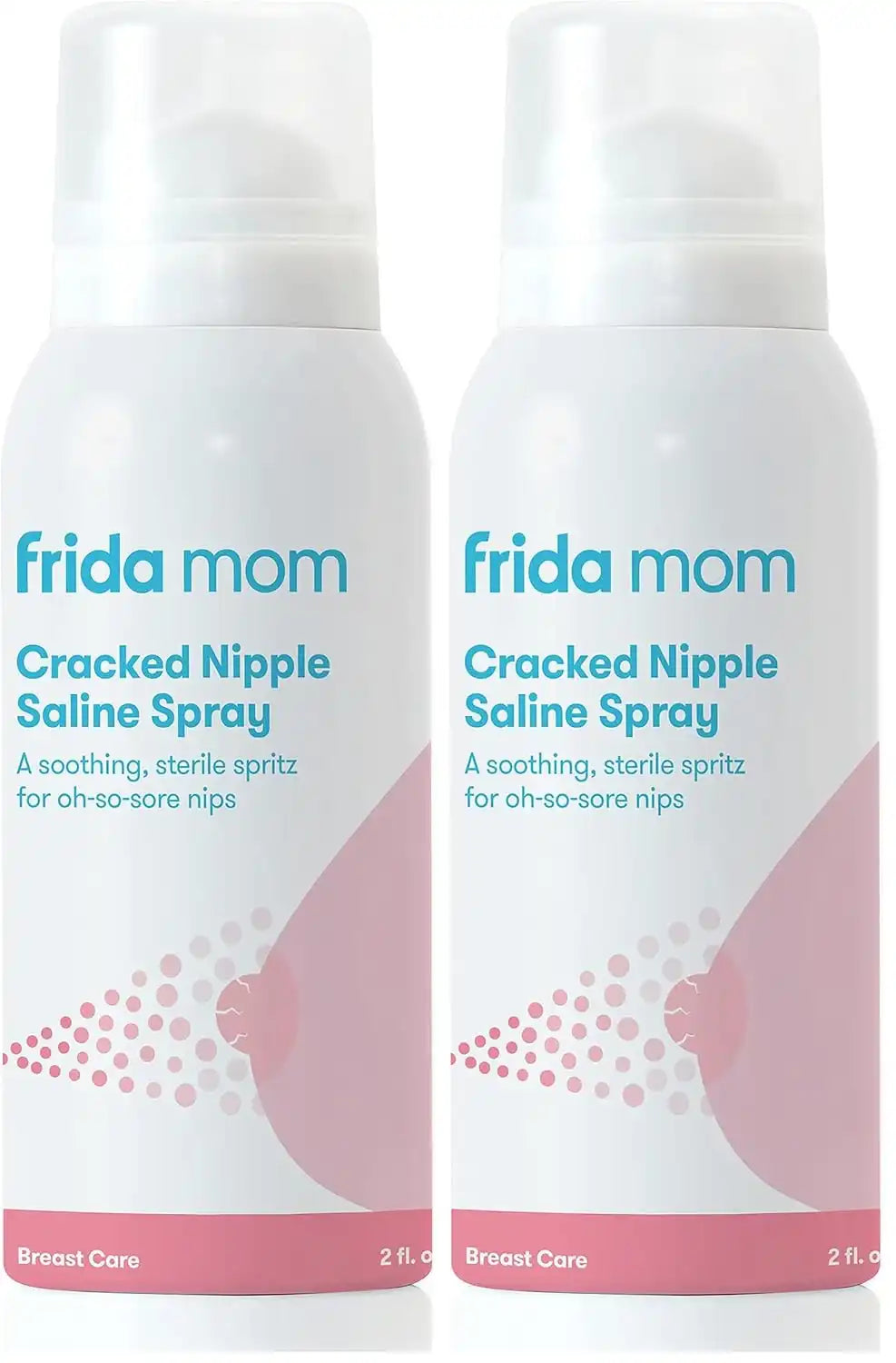 Frida Mom Cracked Nipple Soothing Spray - All-Natural Saline to Heal Sore, Cracked Breastfeeding Nipples - Air-Dry, Gentle for Baby + Mom - 2 Fl oz (Pack of 2)