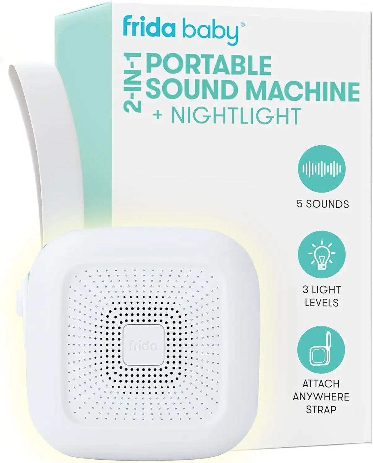 Frida 2-in-1 Portable Sound Machine for Baby + Nightlight, White Noise
