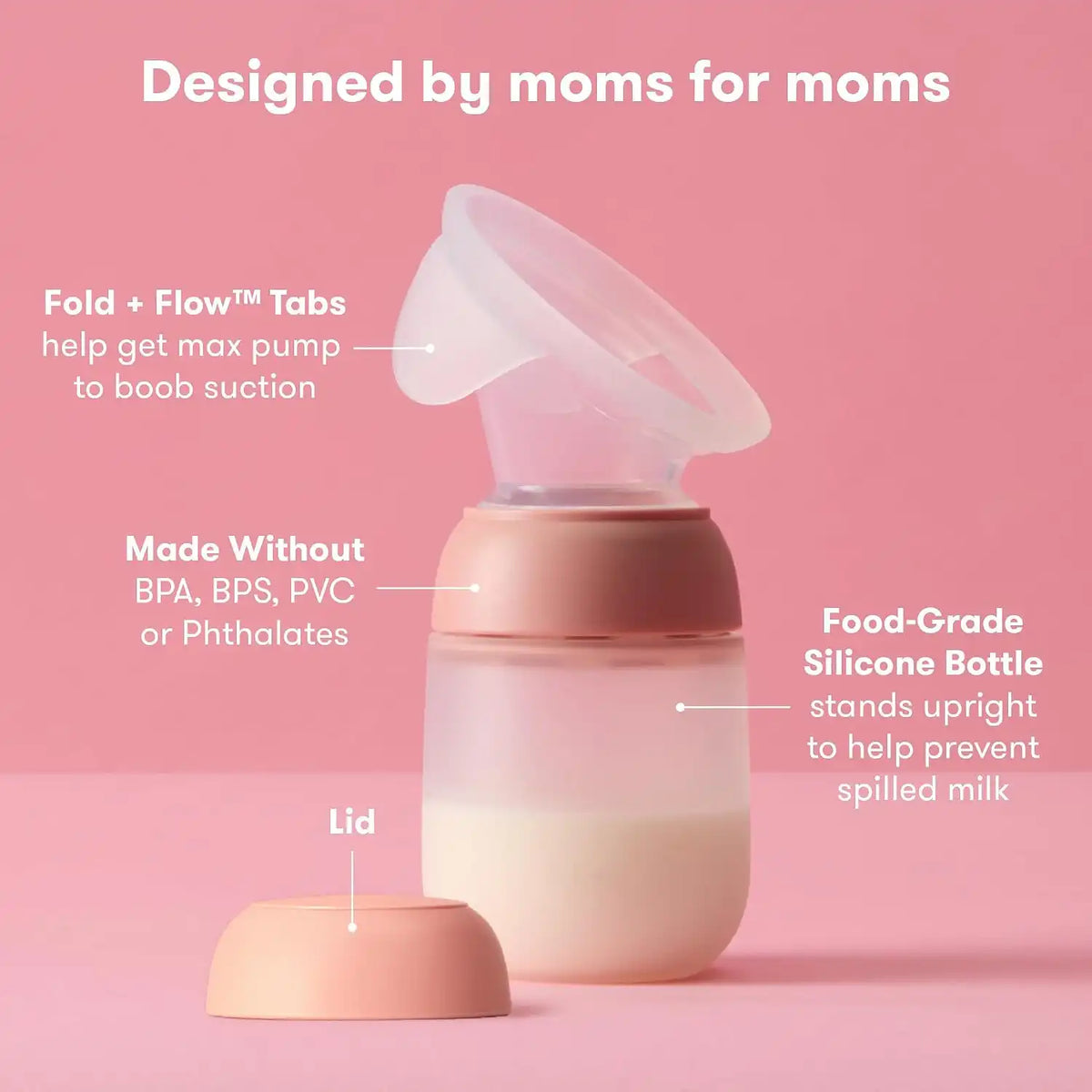FridaMom Silicone Suction Breast Pump, Hands-Free Milk Collector, Portable