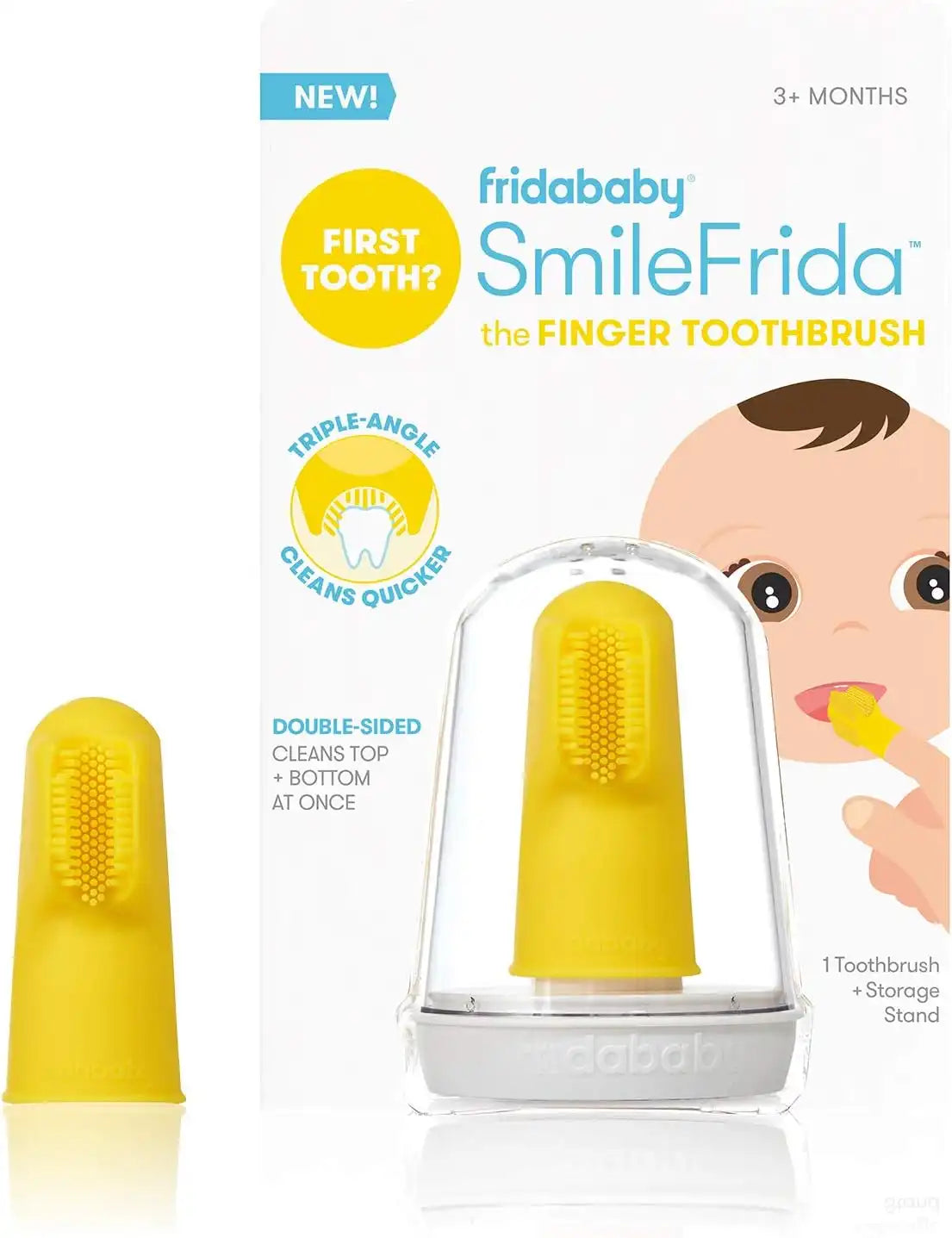 Frida Baby First Finger Toothbrush with Storage Case, Quick Clean, 1pk