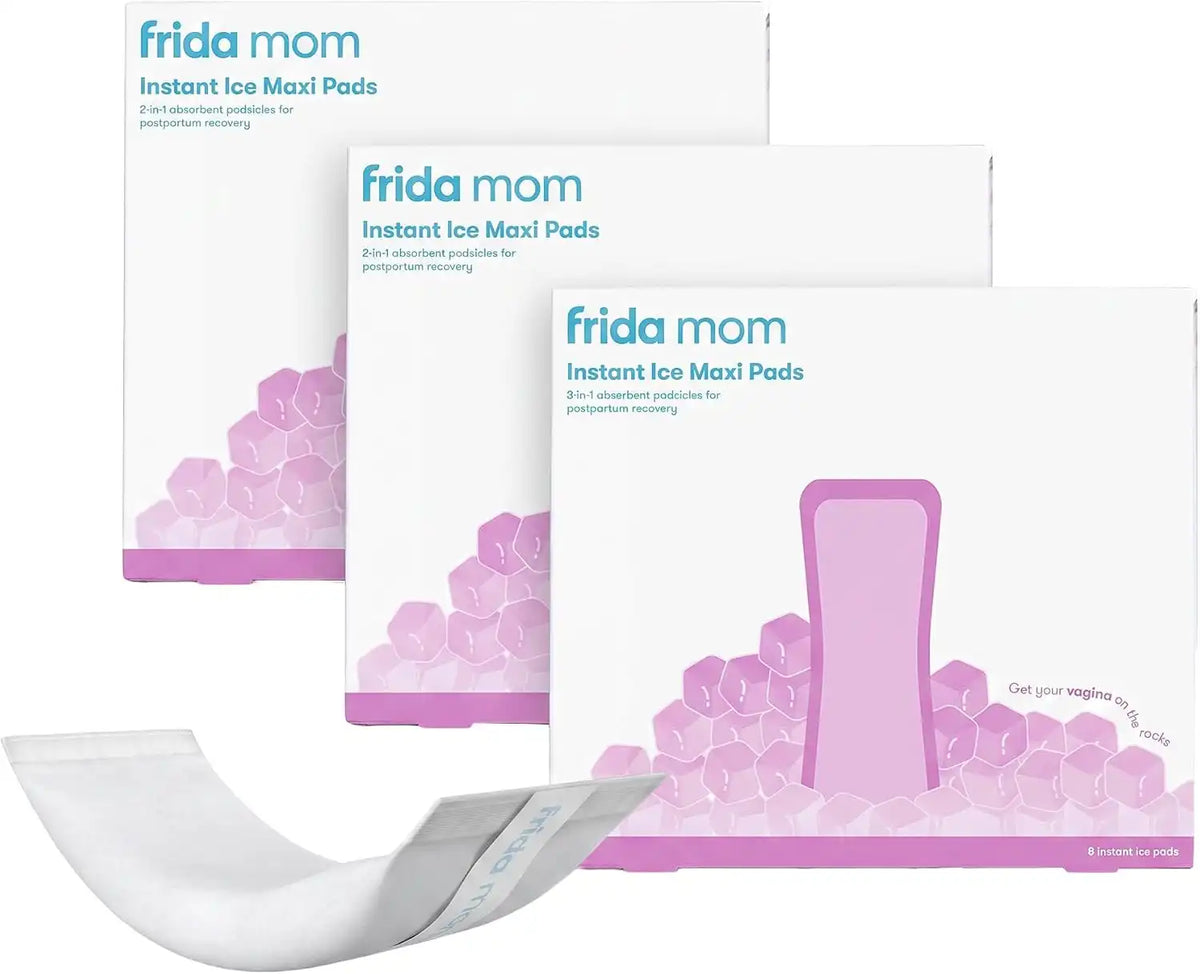 Frida Mom 2-in-1 Postpartum Pads, Absorbent Perineal Ice Maxi Pads, Instant Cold Therapy Packs and Maternity Pad in One (Pack of 3)