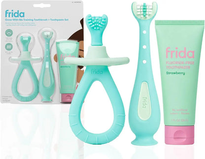 Frida Grow-with-Me Training Toothbrush + Toothpaste Set, 6+ Months