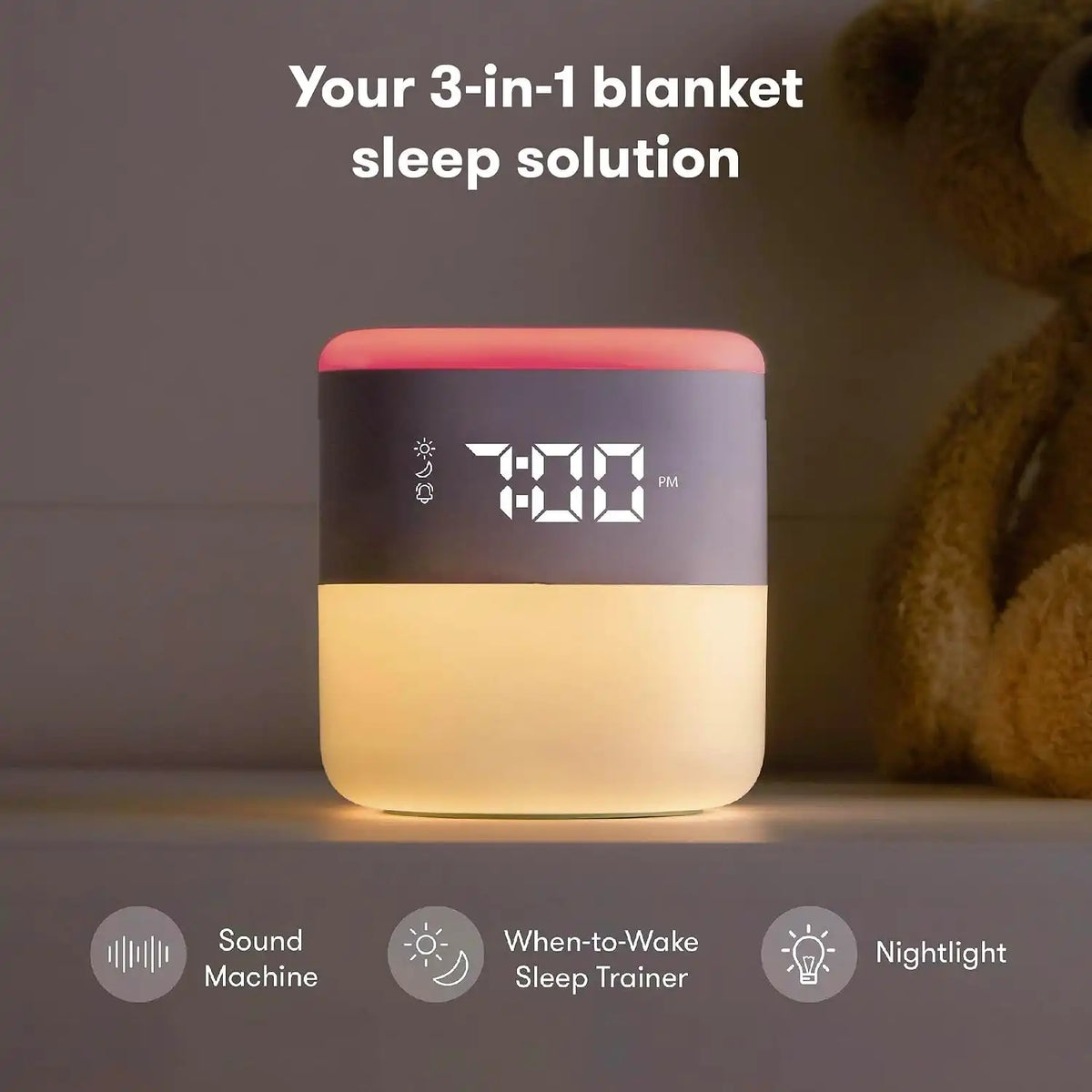 Frida 3-in-1 Alarm Clock, Sound Machine, Nightlight, Bluetooth Enabled