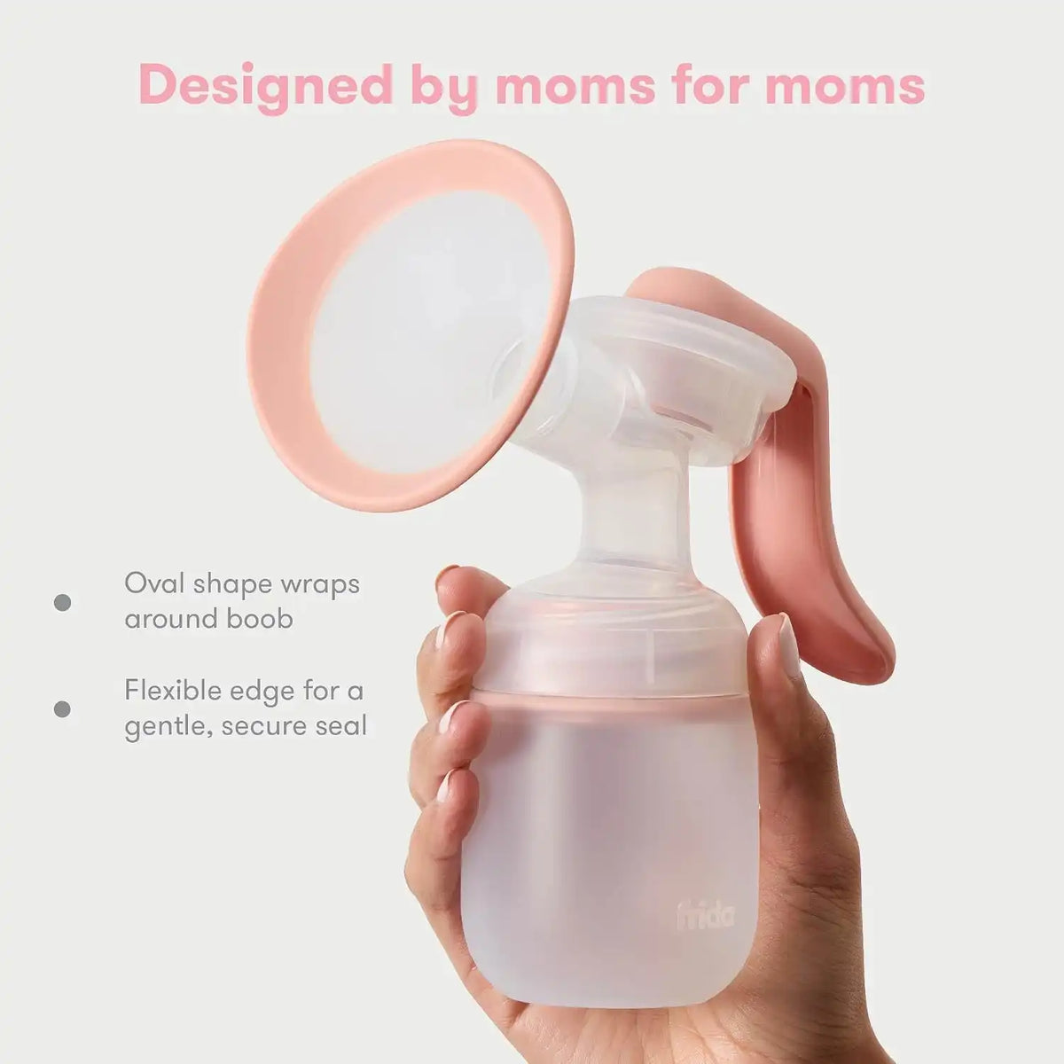 Frida Mom 2-in-1 Manual + Silicone Suction Breast Pump, 27mm Flange, Soft