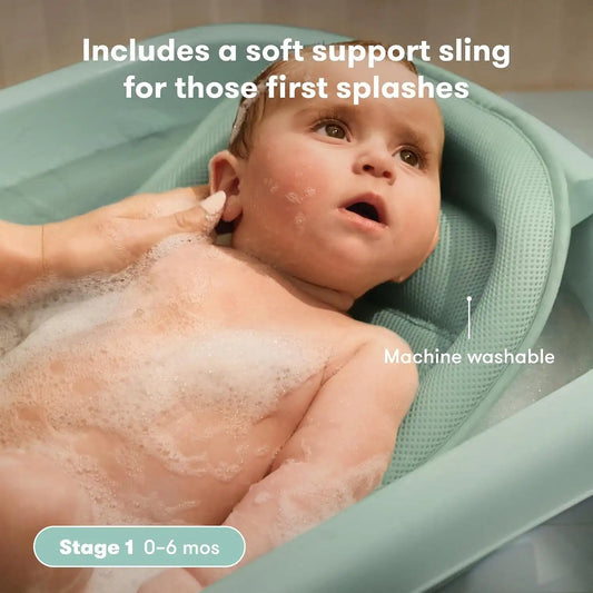 Frida 2-in-1 Collapsible Baby Bath Tub, Removable Support Sling, 0-24 Months