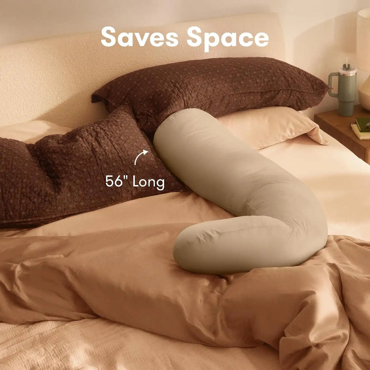 Frida Mom Compact Support 4-in-1 Cooling Pregnancy Pillow, Space-Saving