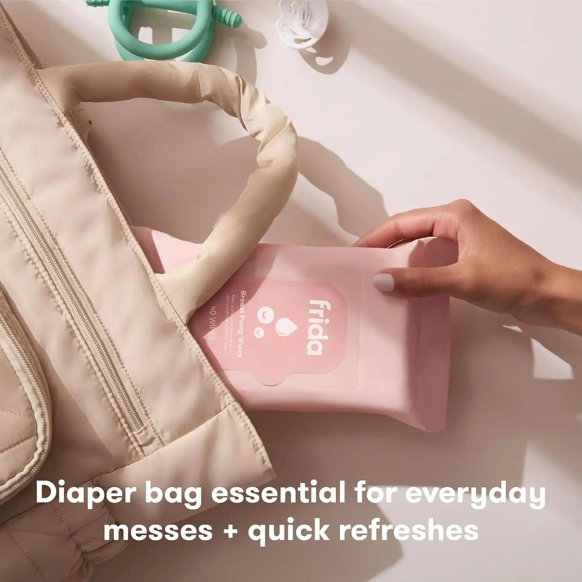 Frida Breast Pump Wipes, Multi-Surface Cleaner, Travel Essentials, 40ct