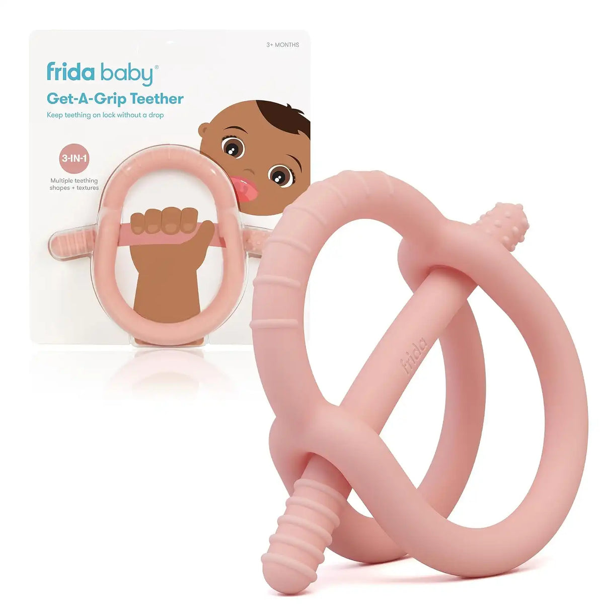 Frida Get-A-Grip Silicone Teether for Pain Relief, Up to 18Mons, Pink