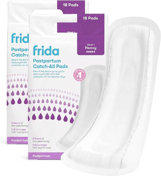 Frida Mom Postpartum Pads, Leak Proof Feminine Care Maxi Pads, 6 Layers of Protection for Maximum Absorbency (18ct) (Pack of 2)