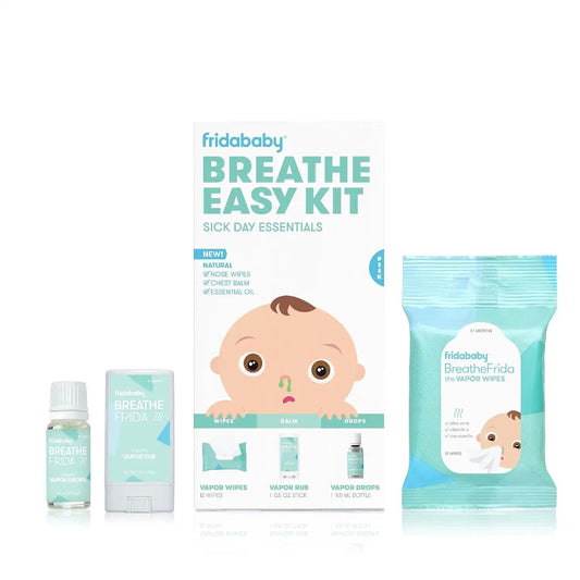 Frida Baby Breathe Easy Kit, 3pc Sick Day Baby Essentials Set, Wipes, Drops
