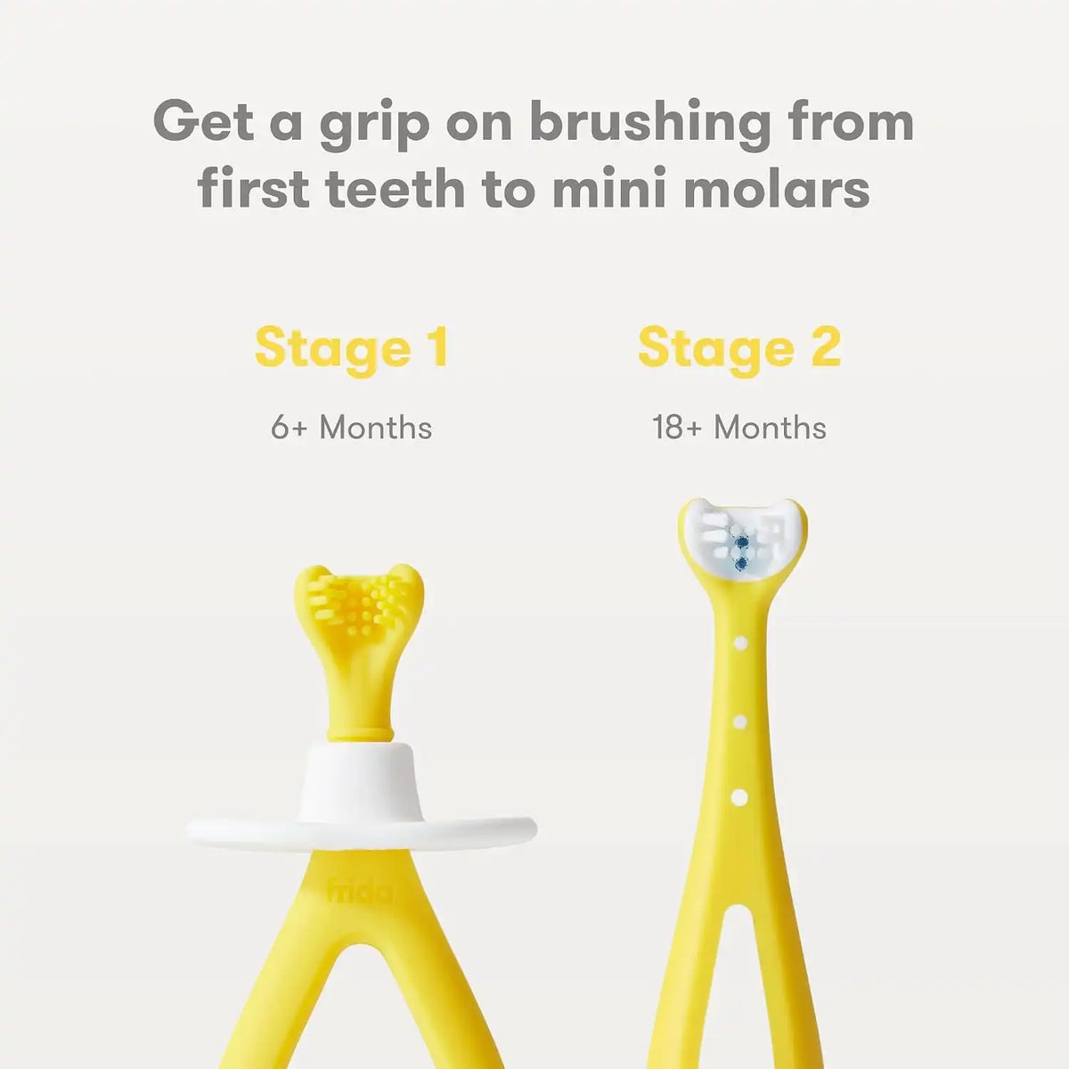 Frida Grow-with-Me Training Toothbrush Set, 6-18 Months, Yellow