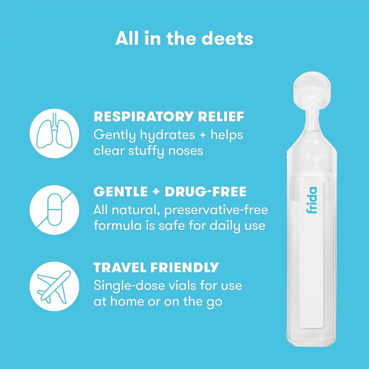 Frida Saline Ampules for Therapy, Safe for All Ages, 10 Single-Use Vials