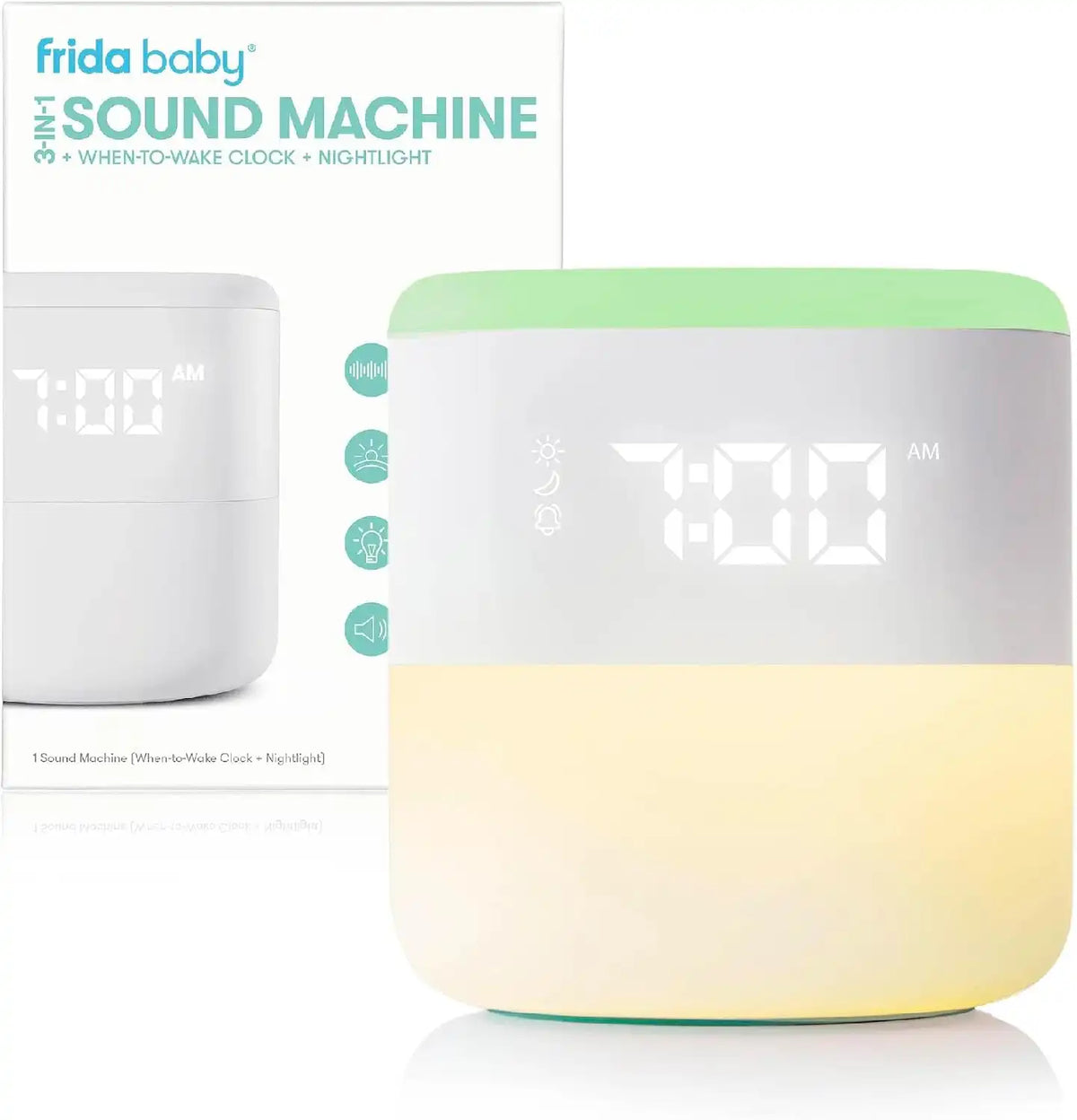 Frida 3-in-1 Alarm Clock, Sound Machine, Nightlight, Bluetooth Enabled