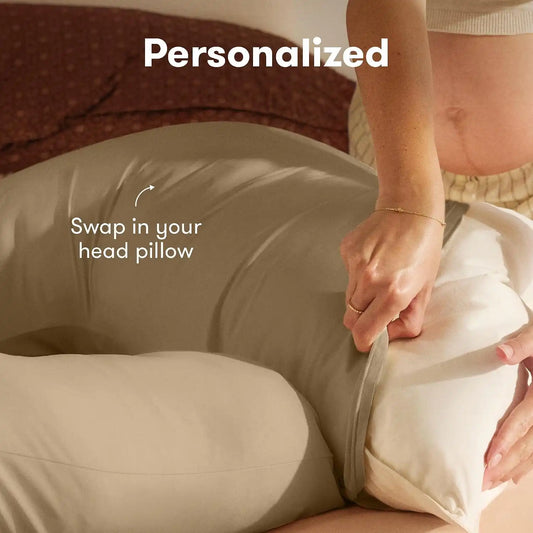 Frida Full Body Support Cooling Pregnancy Pillow, Storage Bag, Taupe