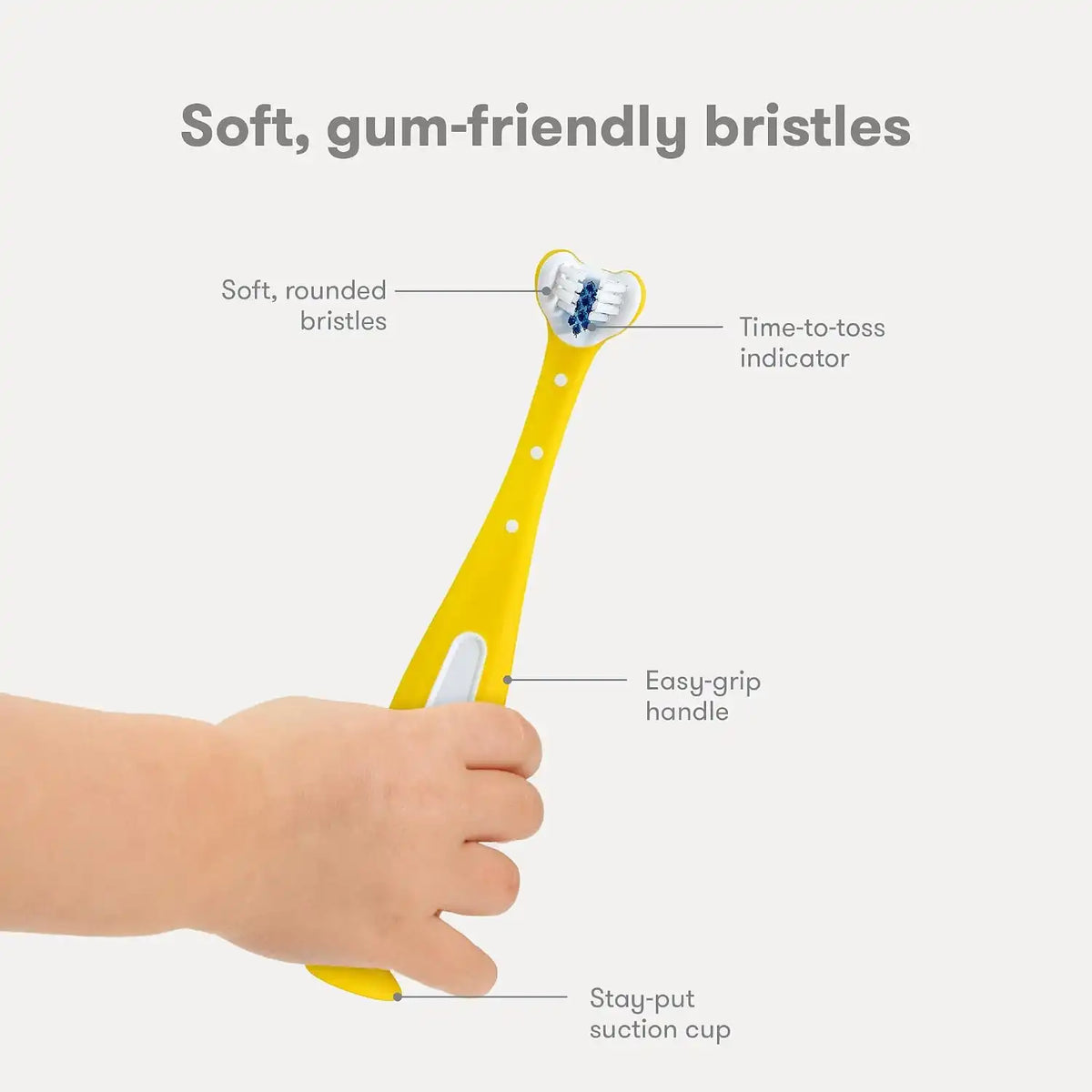 Frida Baby Triple-Angle Toothhugger Toddler Toothbrush, Soft, Yellow