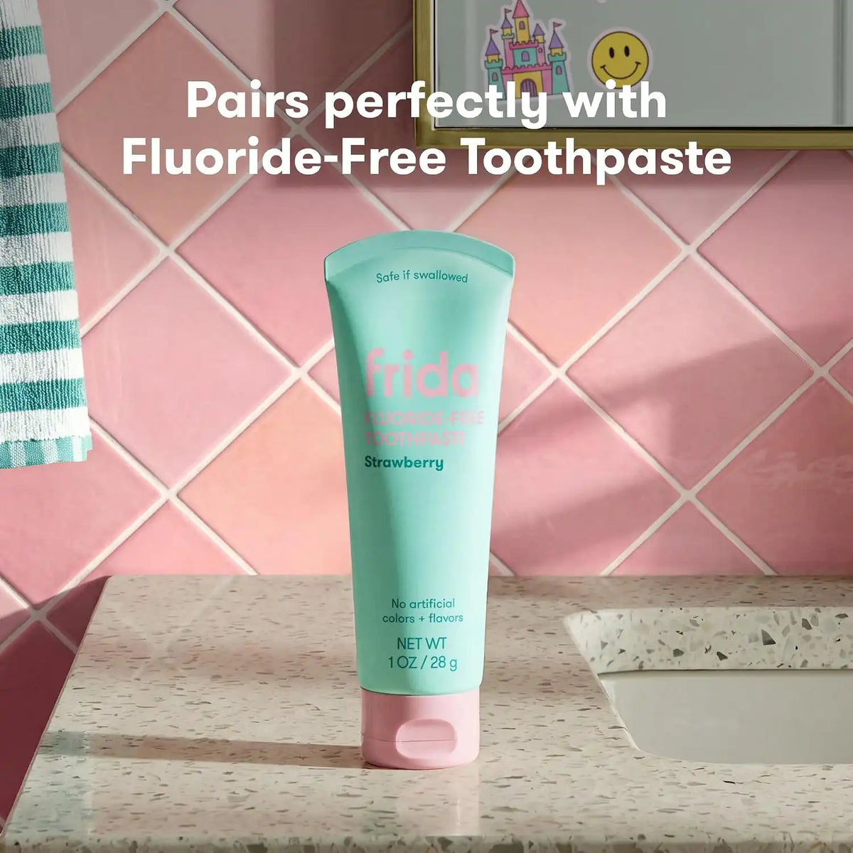 Frida Training Toothbrush for Babies, Soft Silicone, Kid-Safe, Mint Teal