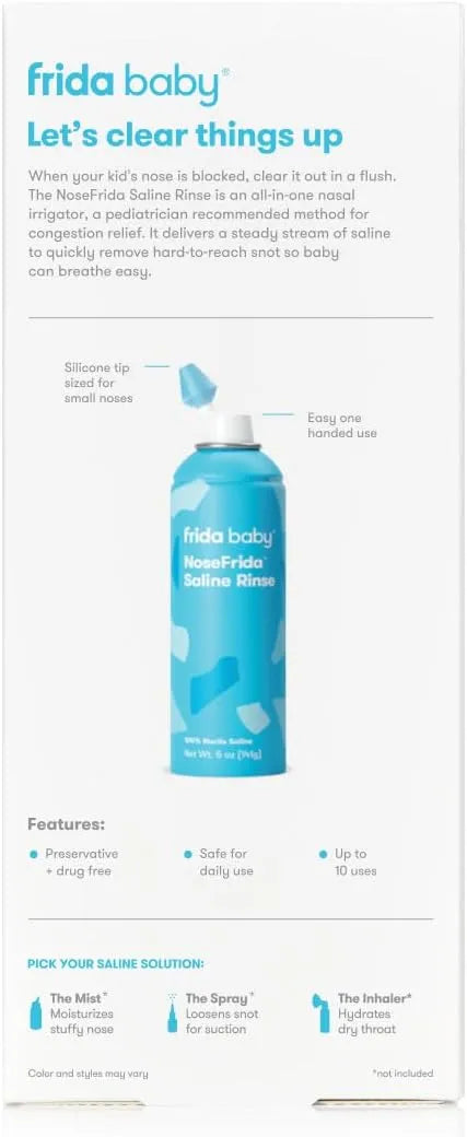 Frida Saline Rinse for Toddler & Kids, Ages 2+, Sinus Rinse, Daily Use