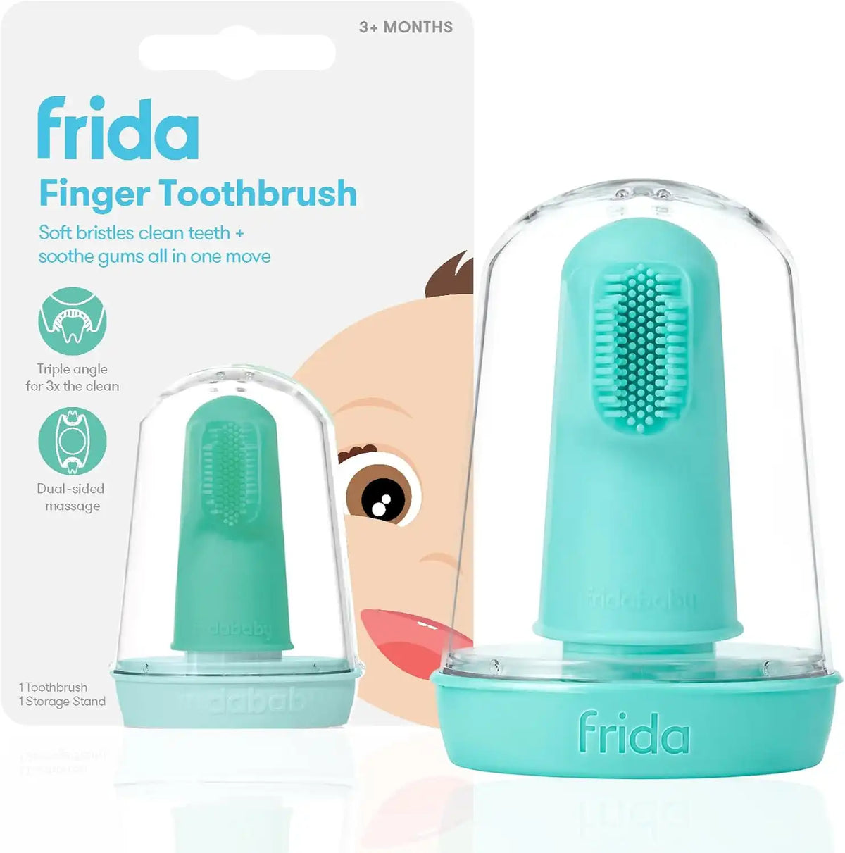 Frida First Finger Toothbrush with Storage Case, Quick Clean, 1pk
