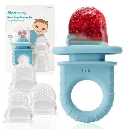 Frida Push Pop Feeder, Baby Fruit Feeder, 3 Count, Blue, 3 Count, Blue