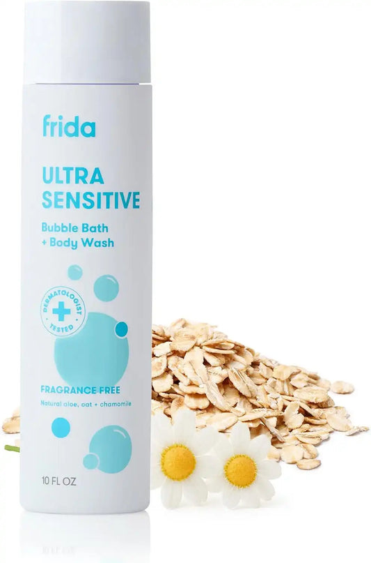 Frida Baby Unscented Fragrance-Free Bubble Bath + Body Wash, Safe for Skin, 10 Fl Oz (Pack of 12)
